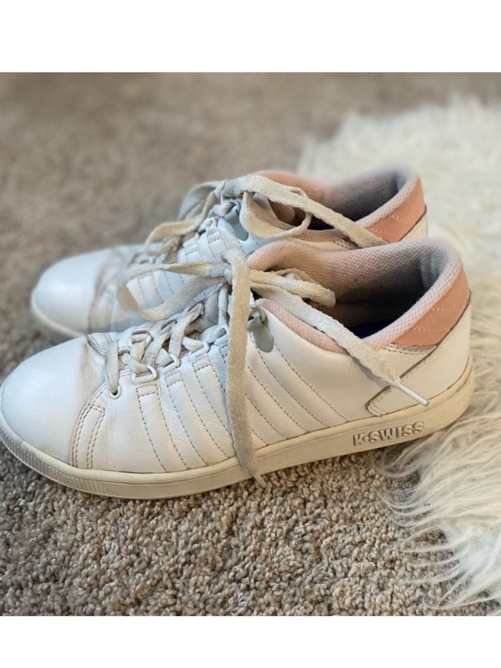 K-Swiss White Sneakers with Pink Heel